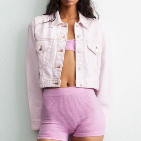 Zara Jackets & Coats Zara Pink Denim Jacket Poshmark